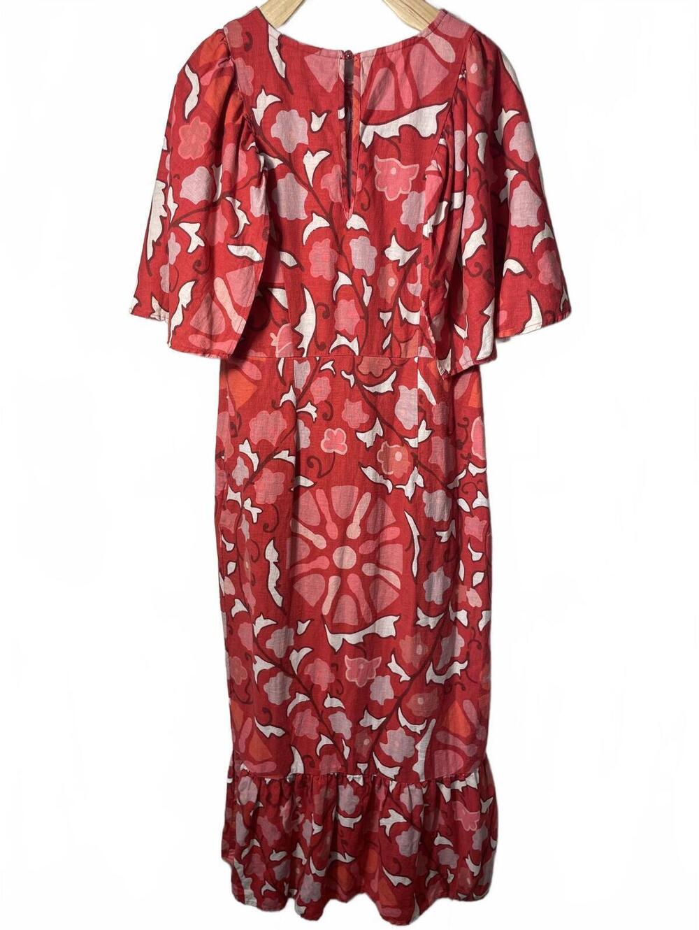 Rhode Women's Zinnia Floral Bell Sleeve Linen Dress Sz 6 EUC